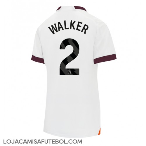 Camisa de Futebol Manchester City Kyle Walker #2 Equipamento Secundário Mulheres 2023-24 Manga Curta